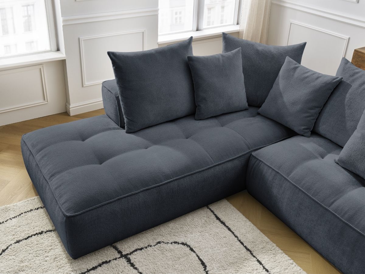 Bobochic Whesley Ecksofa Stoff Dunkelblau Ecke links