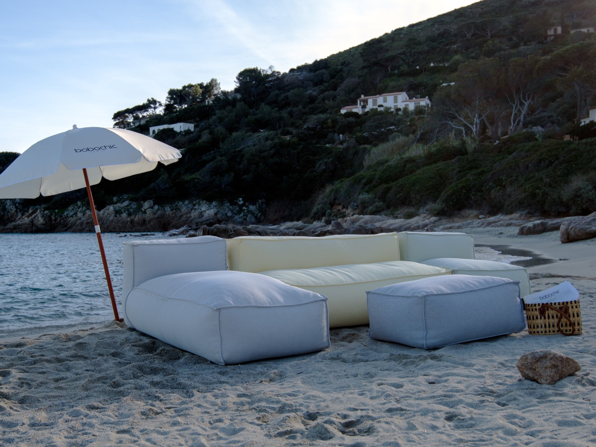 Bobochic Biarritz Pouf Melange-Stoff Orange