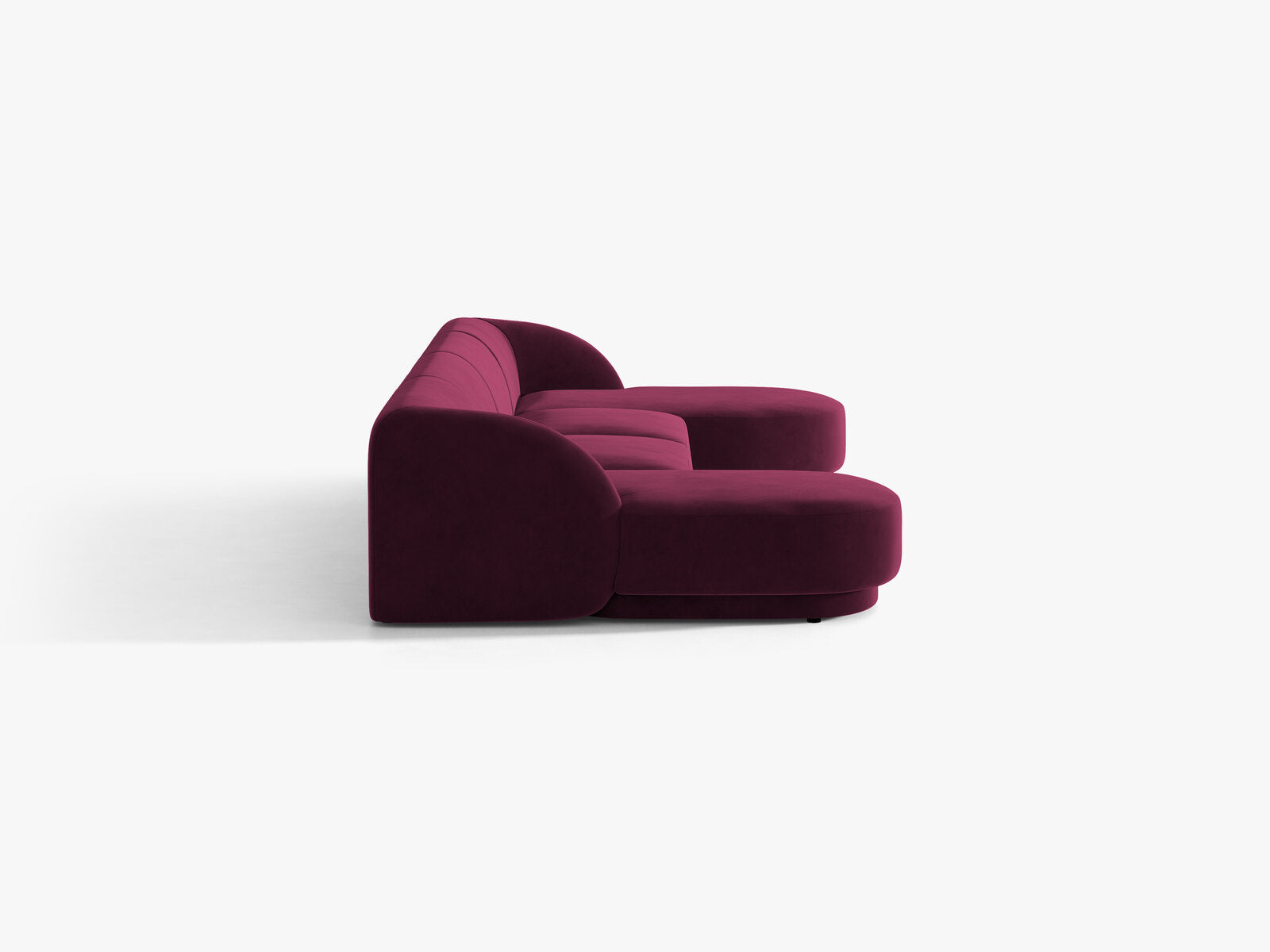 Micadoni Panorama-Sofa Miley 5-Sitzer Samt Venus Burgunder