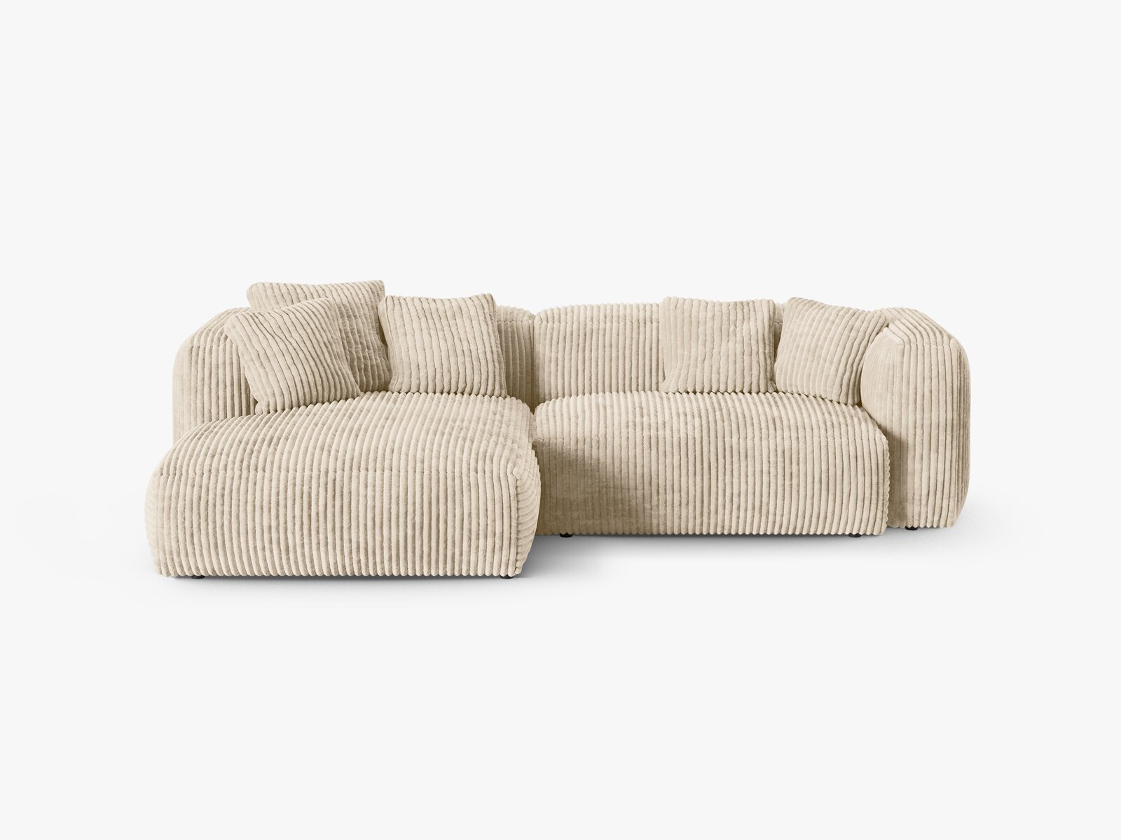 Micadoni Ecksofa Martina 2-Sitzer 90cm Sitztiefe Links Kord Tilia Helles Beige