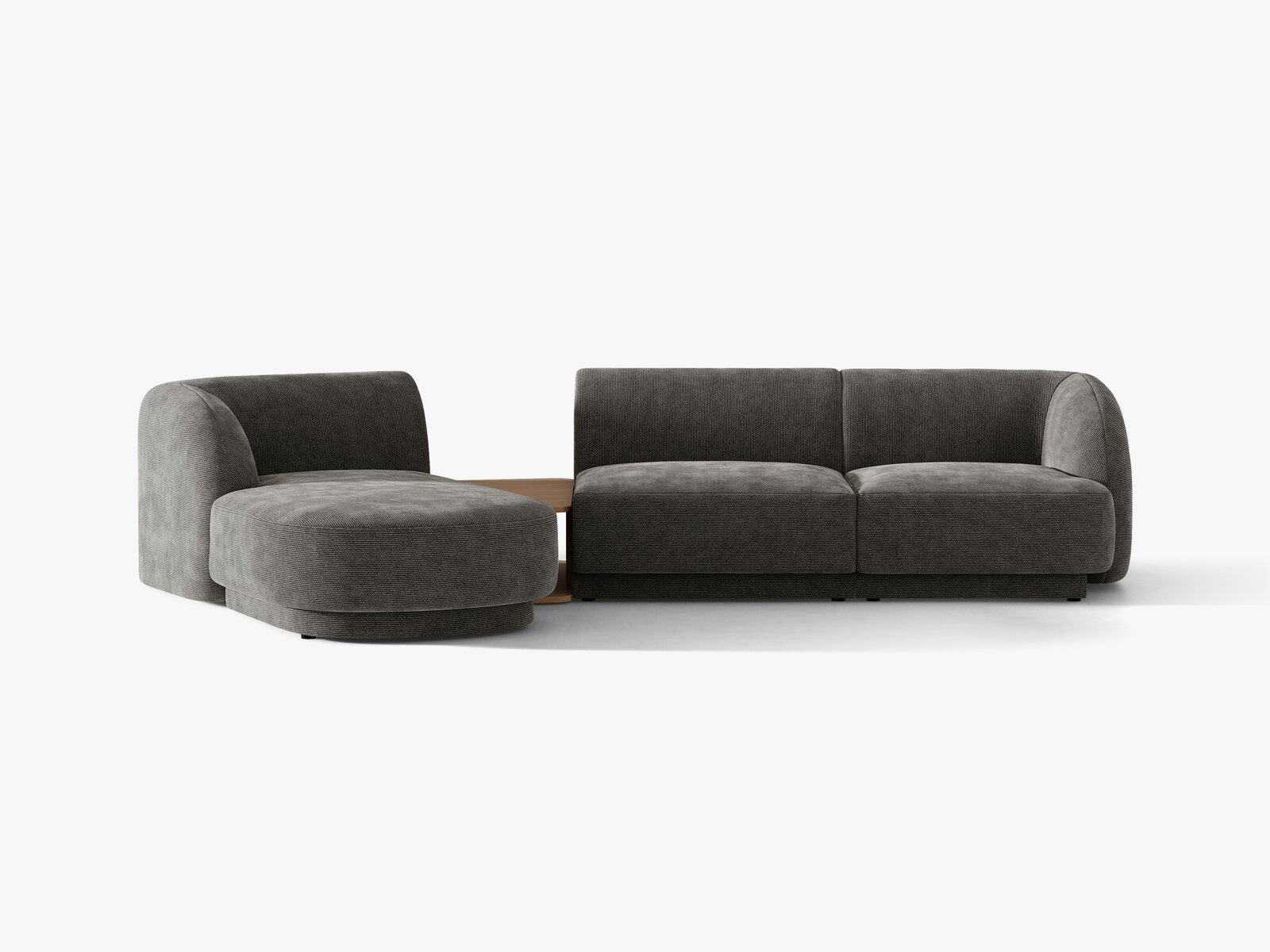 Micadoni Modulares Sofa Miley mit Recamiere 3-Sitzer Links Chenille Haga Grau