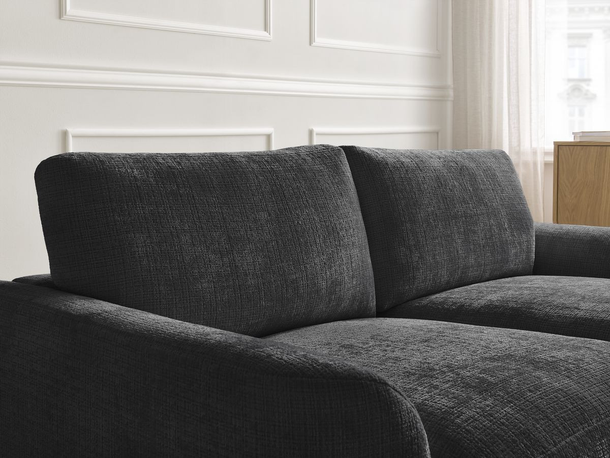 Bobochic Leonore Sofa 3-Sitzer Strukturstoff Schwarz