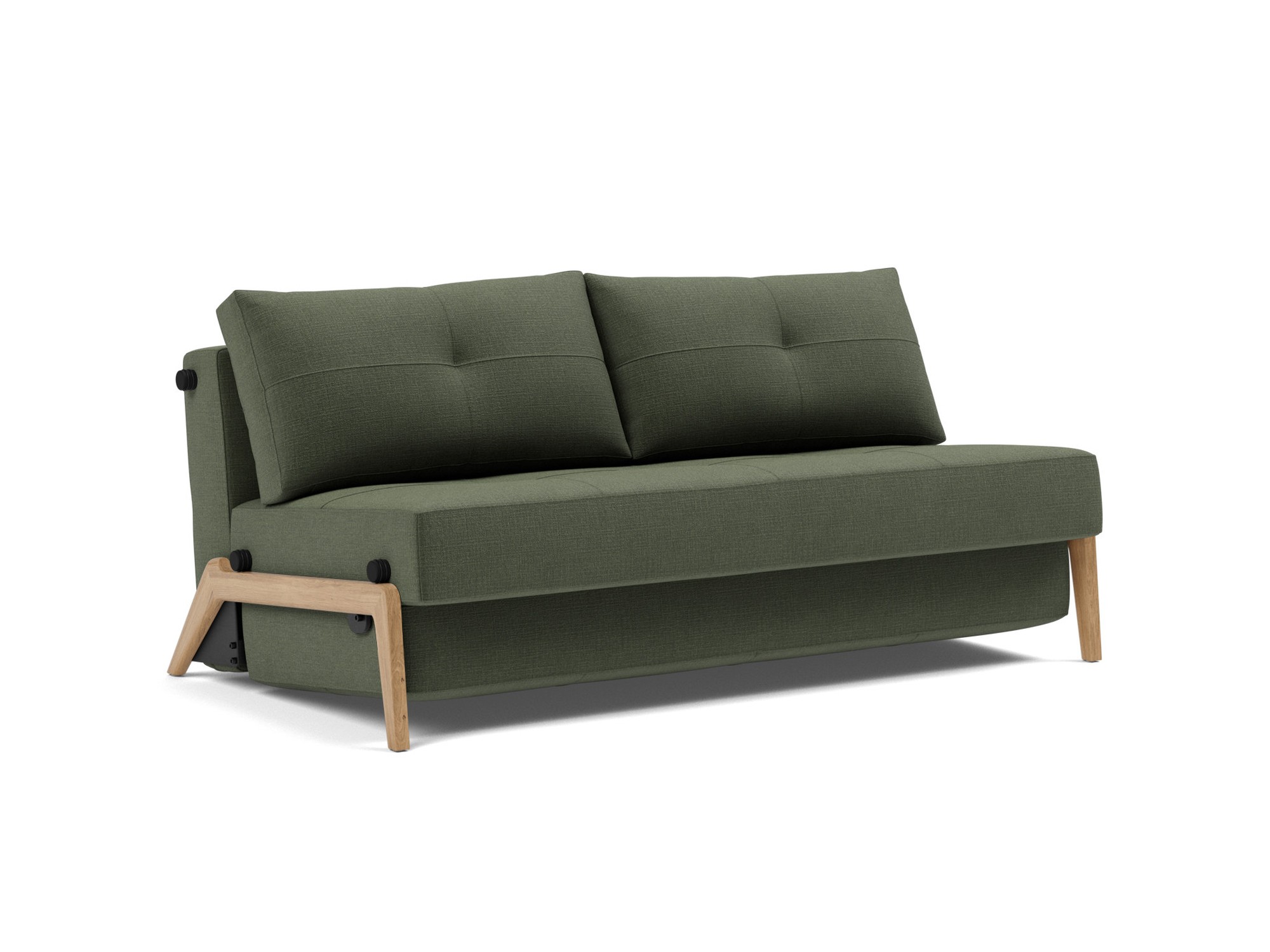 Schlafsofa Cubed 160 Chenille Esina 413-Olive-Green Beine Eiche