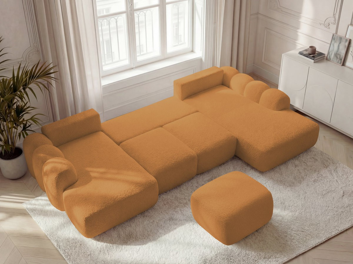 Bobochic Montaigne Wohnlandschaft mit Pouf Bouclé-Stoff Gelb Ecke links