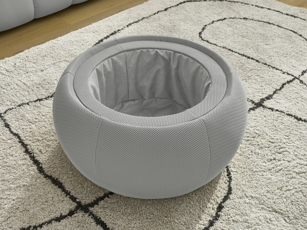 Bobochic Hayden Sofa 2-Sitzer mit Pouf Mesh-Stoff Hellgrau