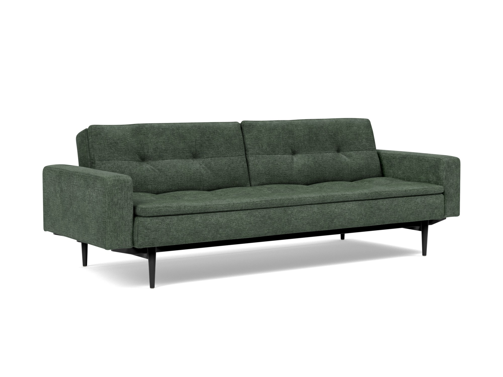 Schlafsofa Dublexo mit Armlehnen Flachgewebe Avella 281-Pine-Green Beine Styletto Eiche schwarz