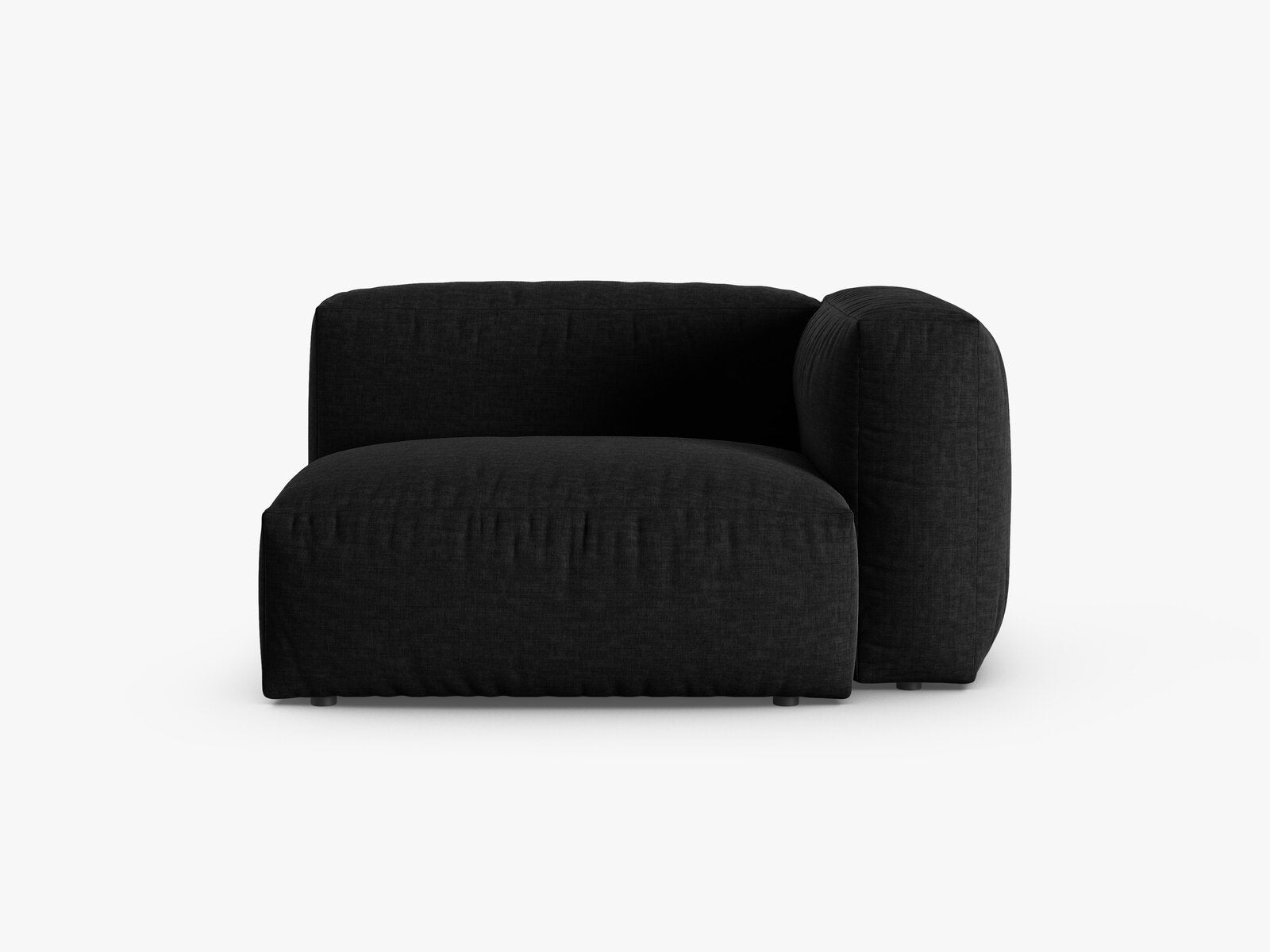 Micadoni Eckmodul mit Armlehne Martina 1-Sitzer 90cm Sitztiefe Rechts Strukturierter Stoff Boston Schwarz