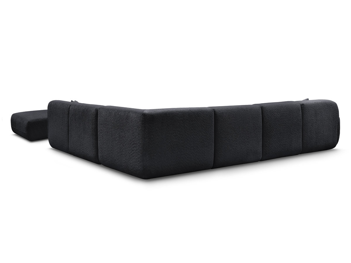 Bobochic Anda Wohnlandschaft mit Pouf 373 × 289 cm Chenille Schwarz Ecke rechts
