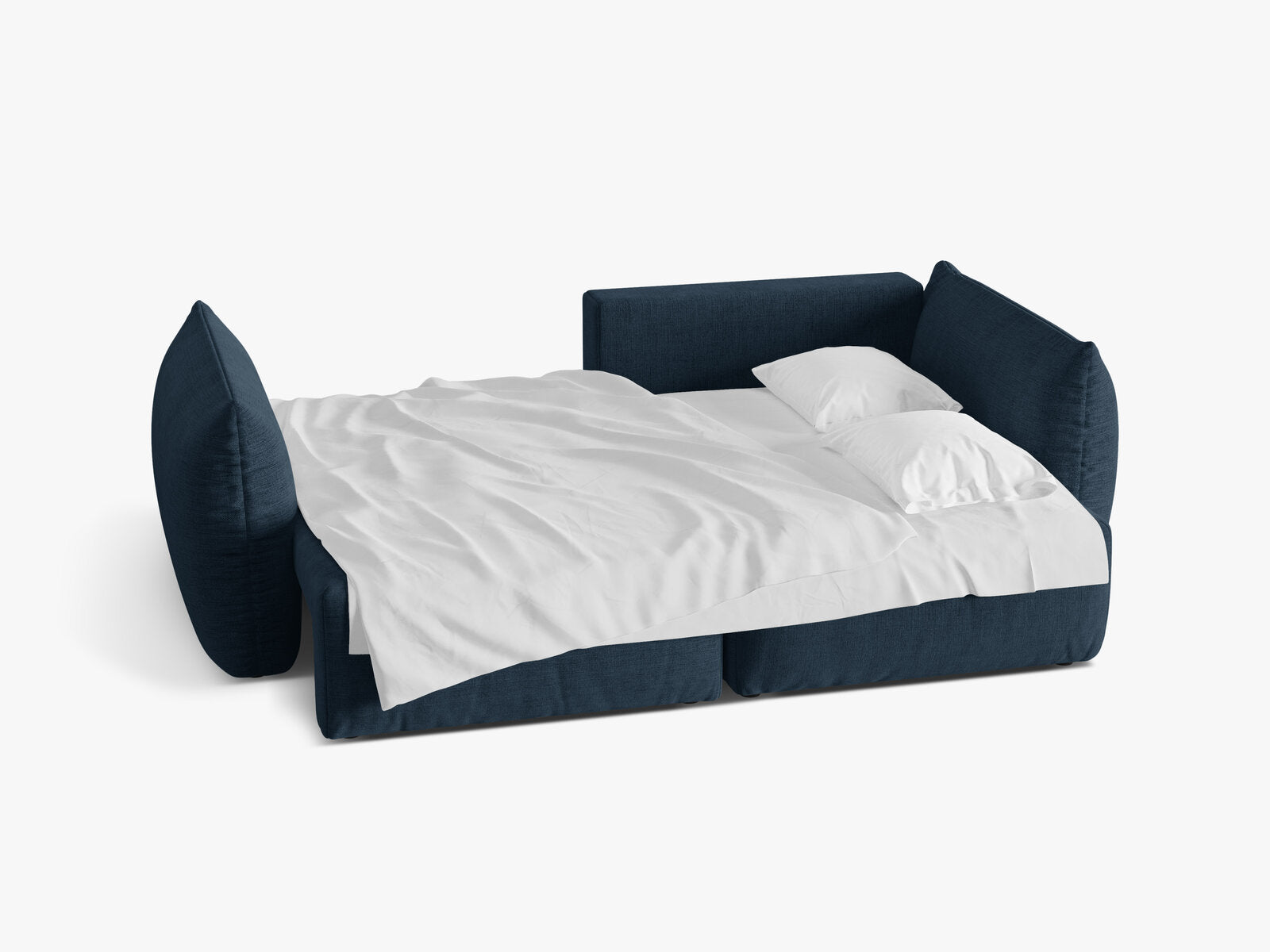 Micadoni Bloom Ecksofa 3-Sitzer mit Schlaffunktion Rechts Strukturierter Stoff Wind Marineblau