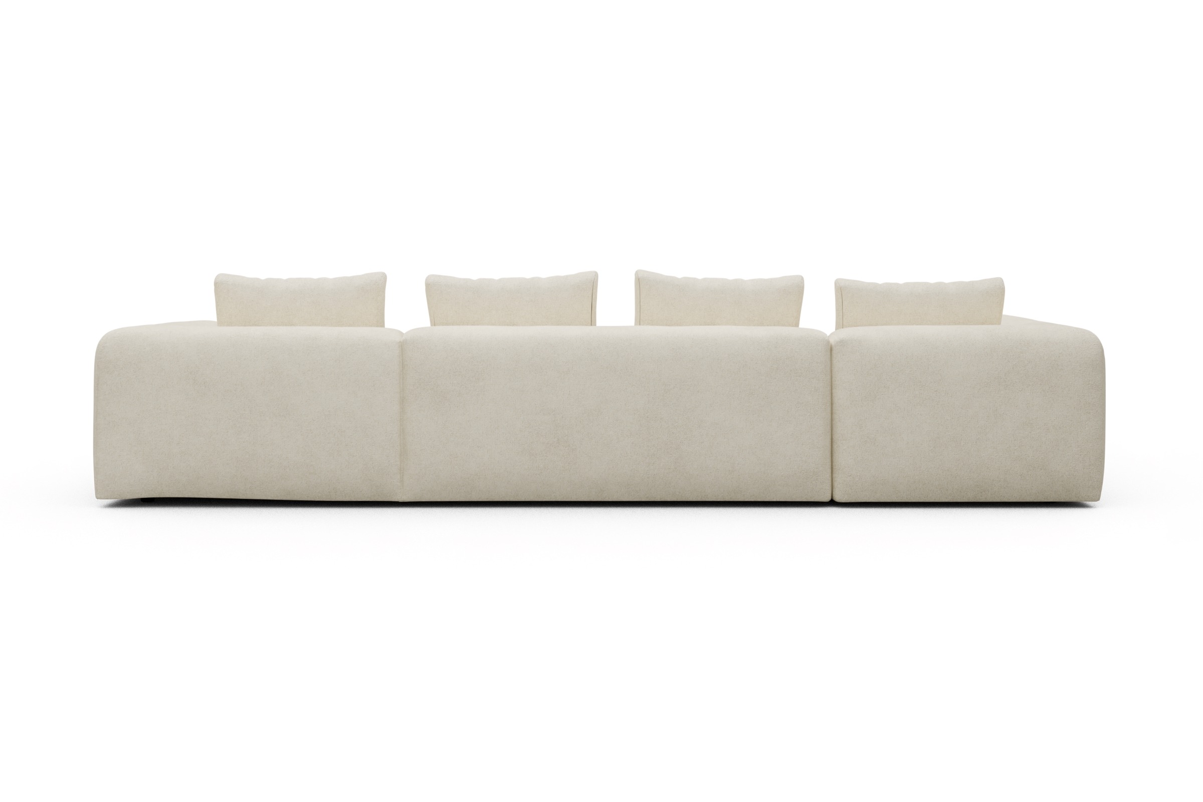 Wohnlandschaft Fred Chaiselongue rechts mit 2-Sitzer und lange Armlehne links Boucle-Off-White