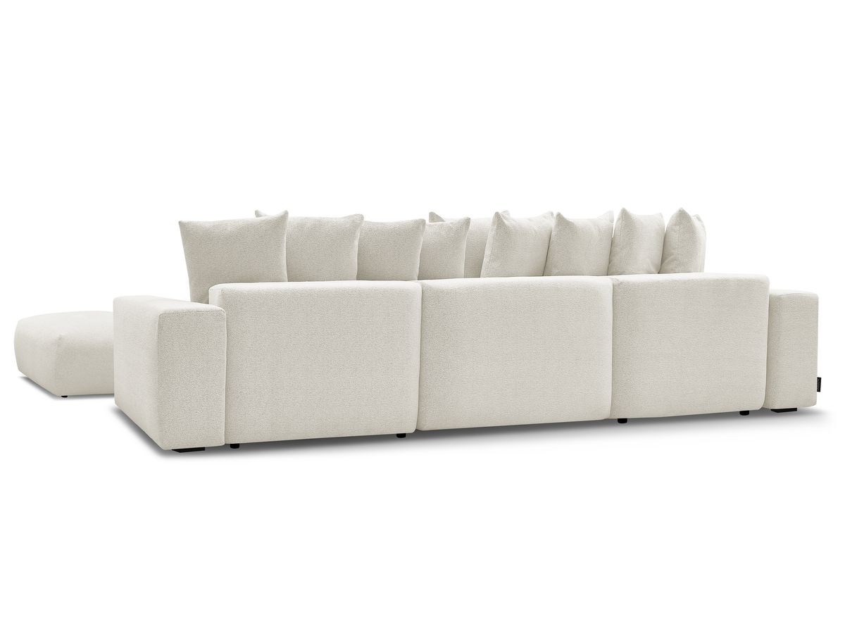 Bobochic Voltaire Wohnlandschaft mit Pouf 420 × 174 cm, Liegefläche 135 × 345 cm Melange-Stoff Weiß