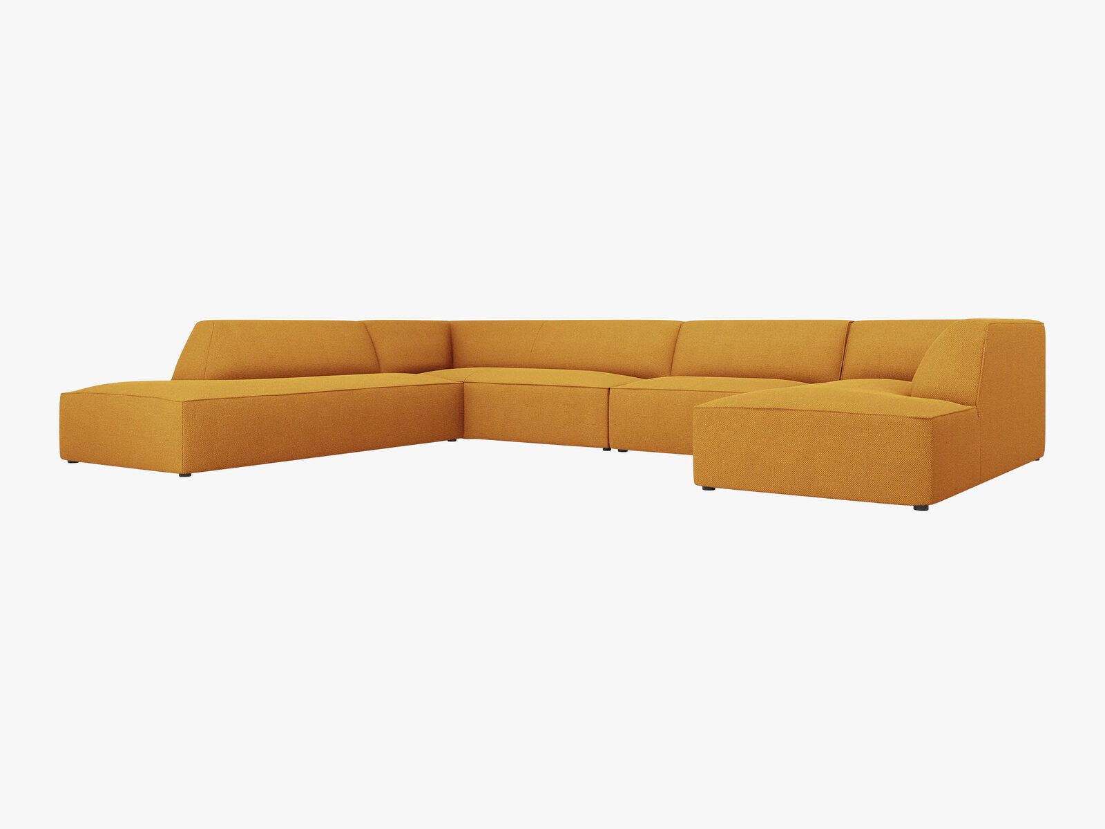 Micadoni Panorama-Ecksofa Ruby 7-Sitzer Links Strukturierter Stoff Ottawa Gelb