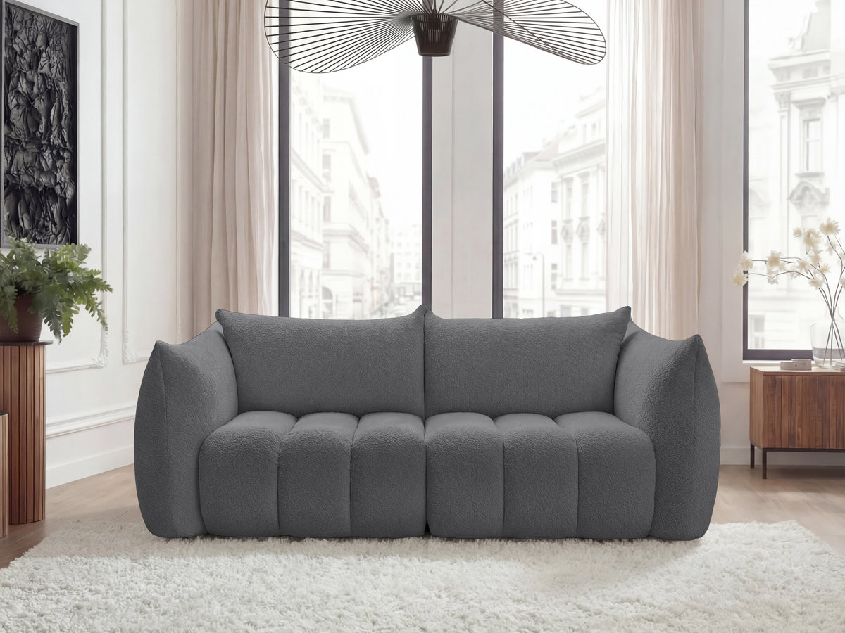 Bobochic Azra Sofa 3-Sitzer Bouclé-Stoff Dunkelgrau