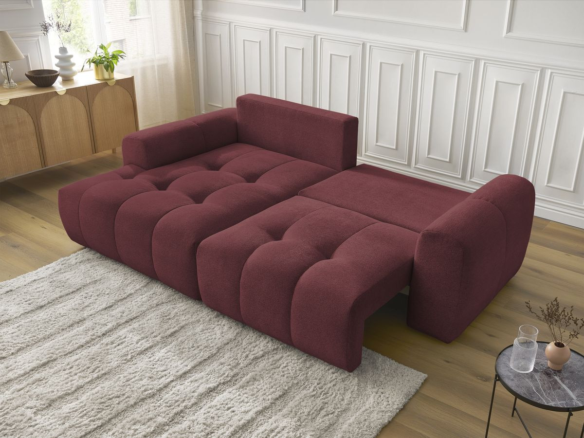 Bobochic Roxelane Ecksofa mit Schlaffunktion und Bettkasten 258 × 150 cm Melange-Stoff Rot Ecke links
