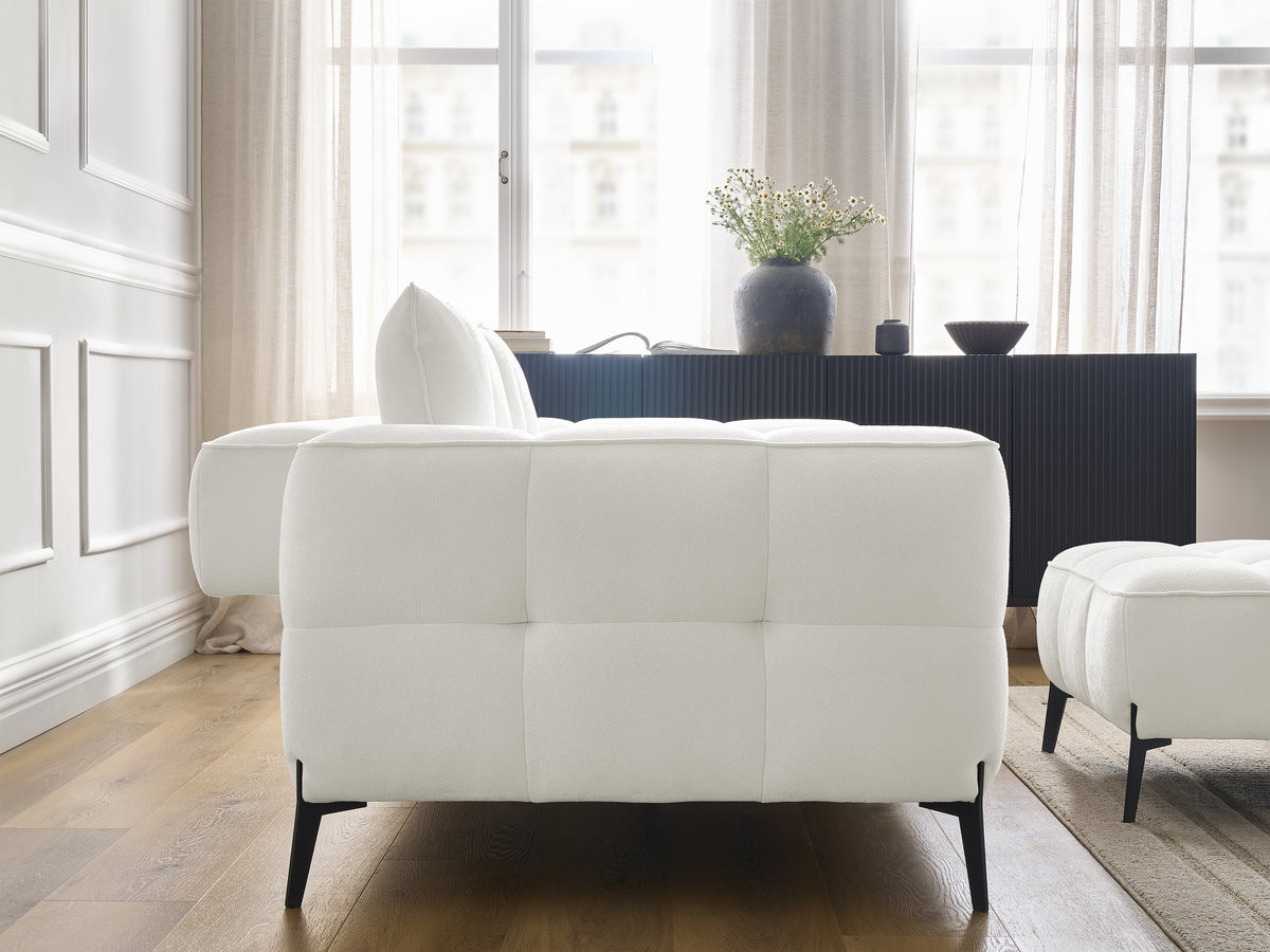 Bobochic Anis Sofa 2-Sitzer mit Pouf Strukturstoff Weiß