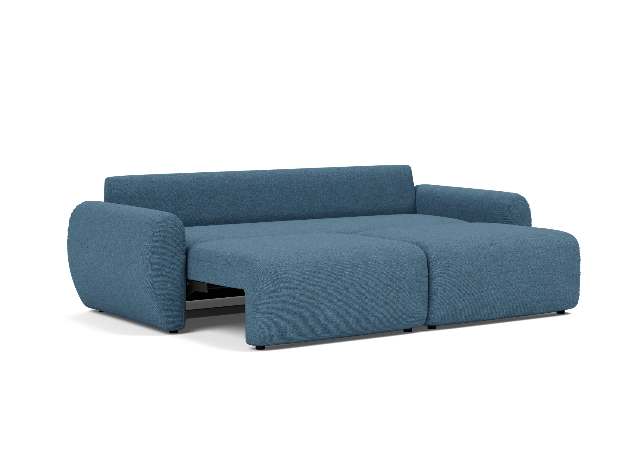 Schlafsofa Norum mit Curve-Armlehnen Strukturierter Stoff Weda 302-Weda-Blue