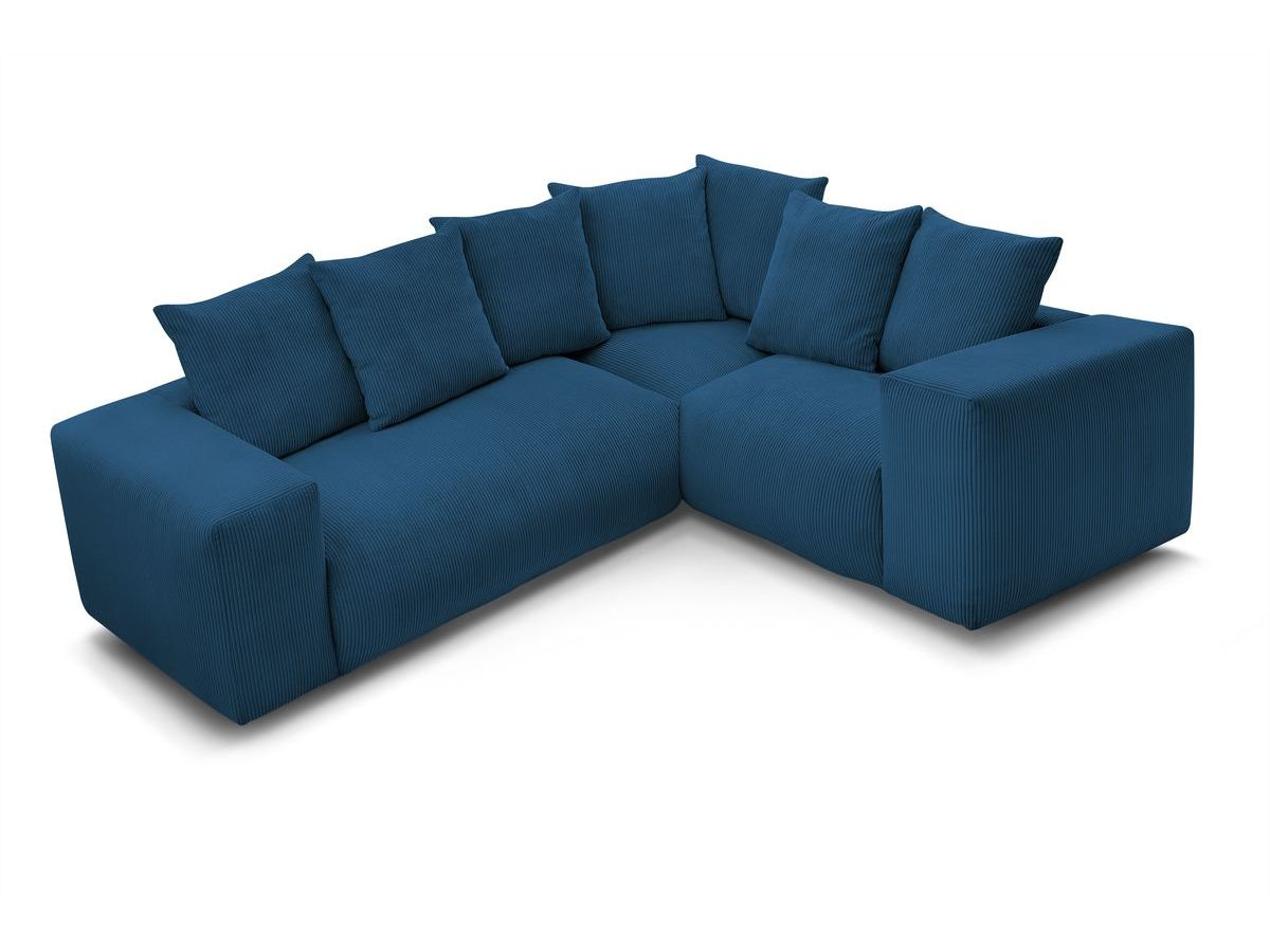 Bobochic Voltaire Ecksofa 268 × 214 cm Cordsamt Dunkelblau Ecke rechts