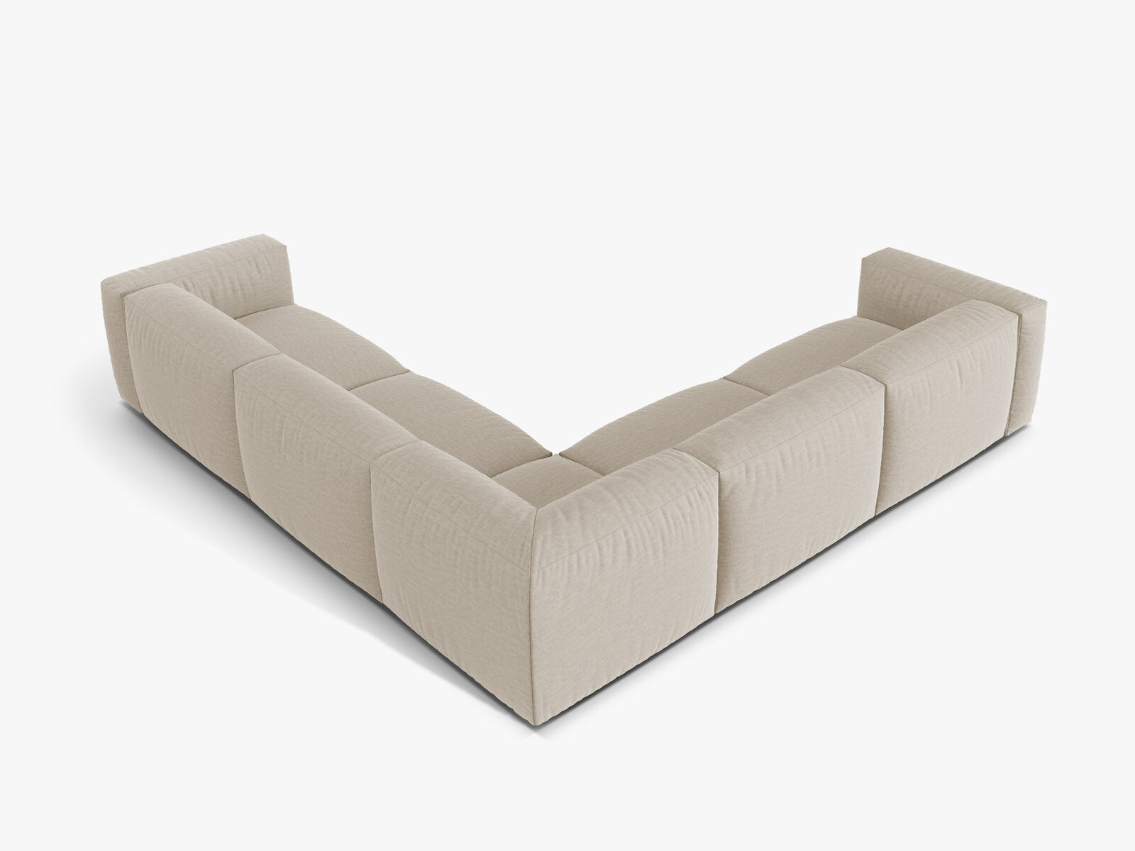 Micadoni modulares symmetrisches Ecksofa XL Martina 5-Sitzer Strukturierter Stoff Boston Helles Beige