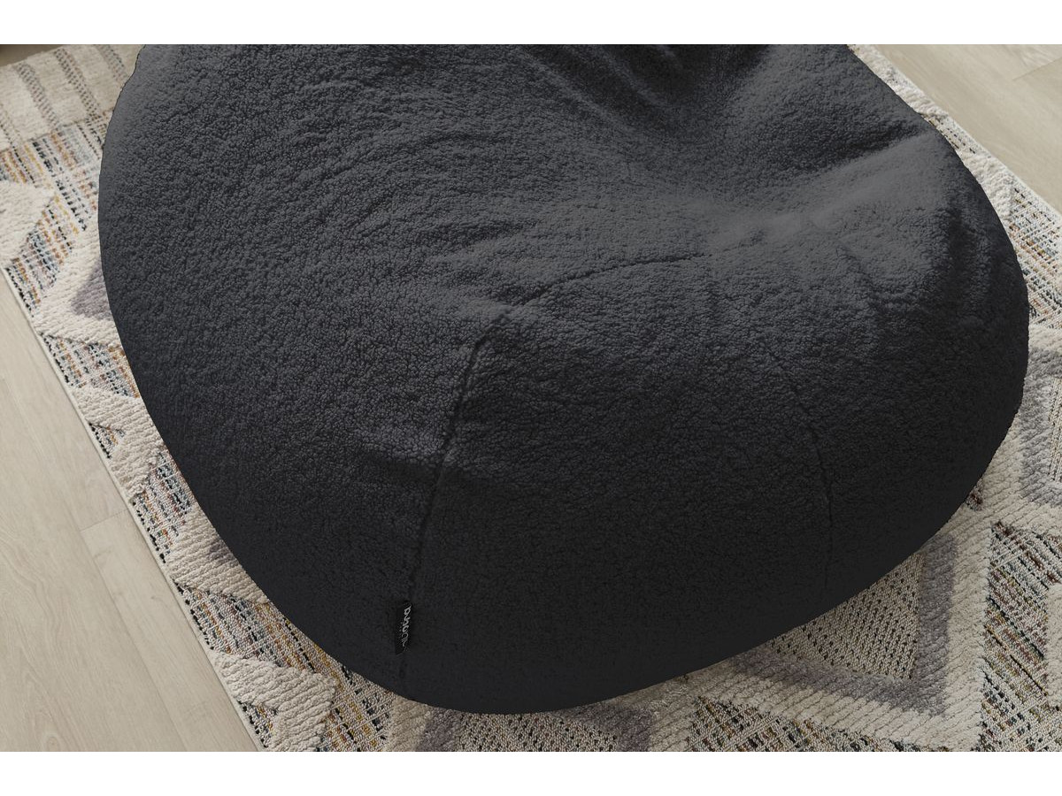 Bobochic Meribel Pouf Bouclé-Stoff Schwarz
