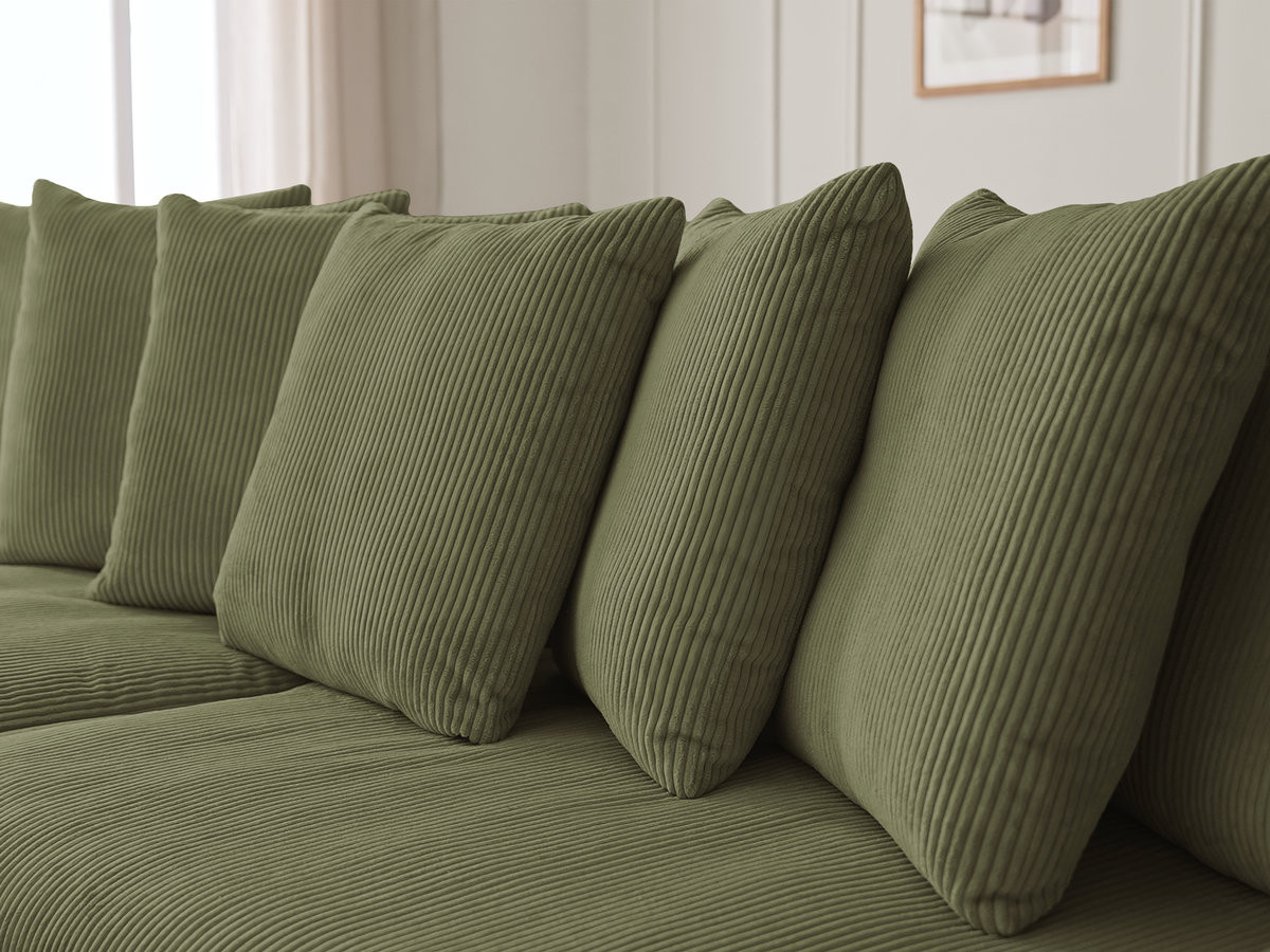 Bobochic Enore Ecksofa 330 × 157 cm Cordsamt Hellgrün Ecke links
