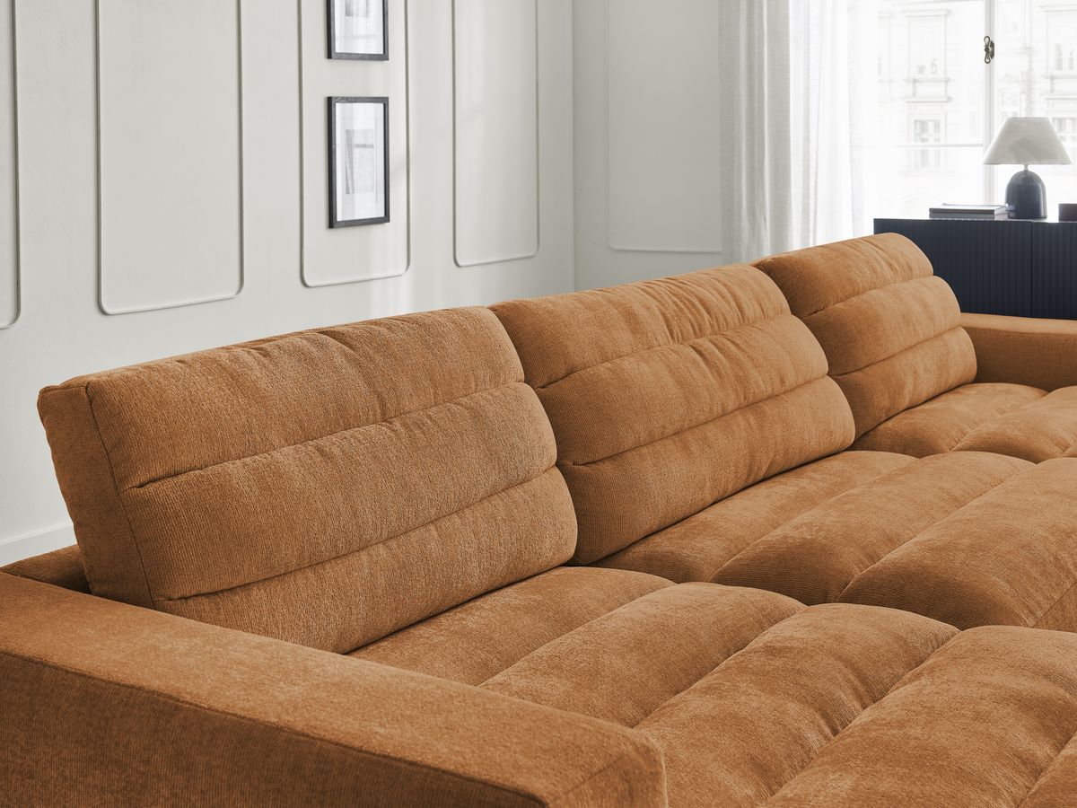 Bobochic Sierra Wohnlandschaft mit Pouf Strukturstoff Orange