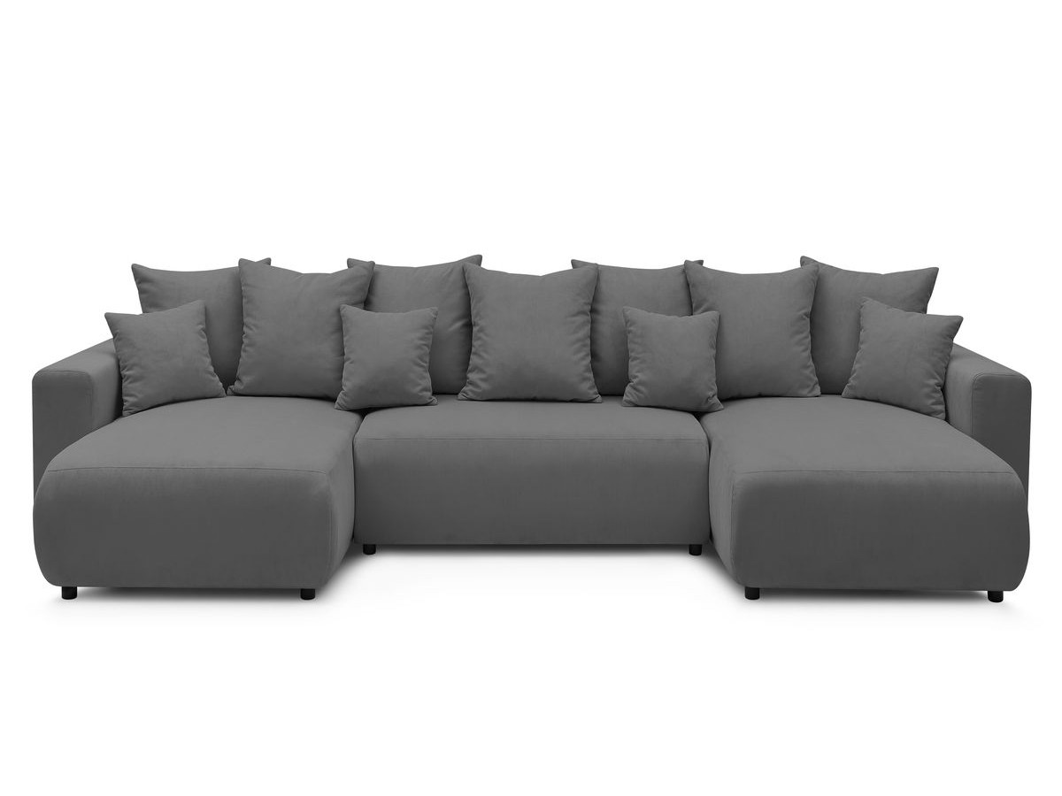 Bobochic Envy Wohnlandschaft mit Pouf Cordsamt Dunkelgrau