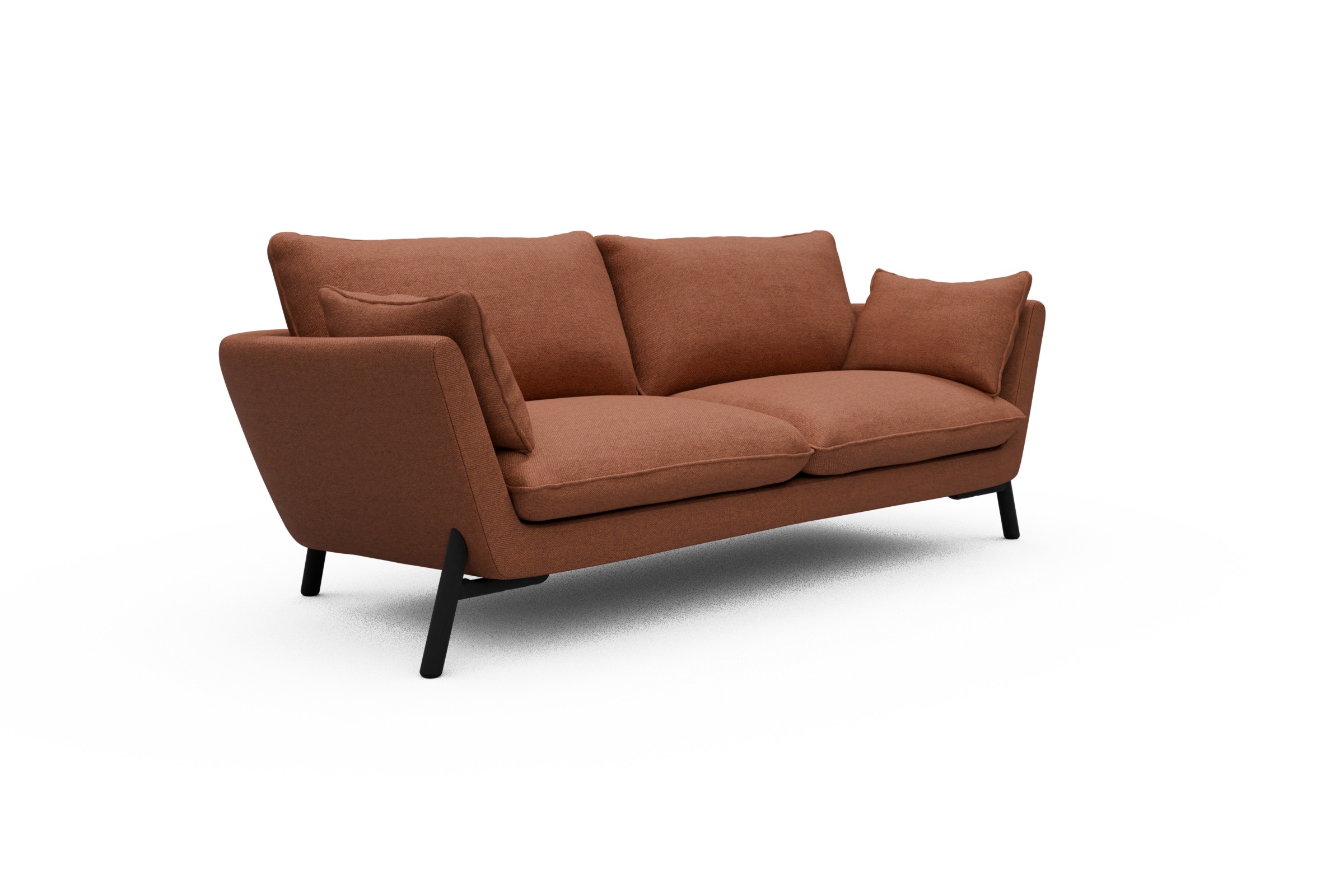 Sofa Emil 3-Sitzer Beinfarbe Eiche Schwarz Weda-Rust