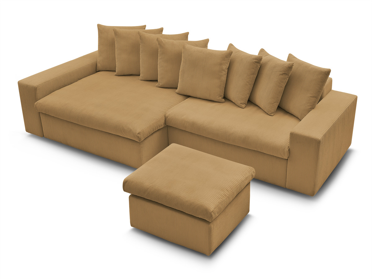 Bobochic Enore Ecksofa mit Pouf Cordsamt Gelb Ecke links