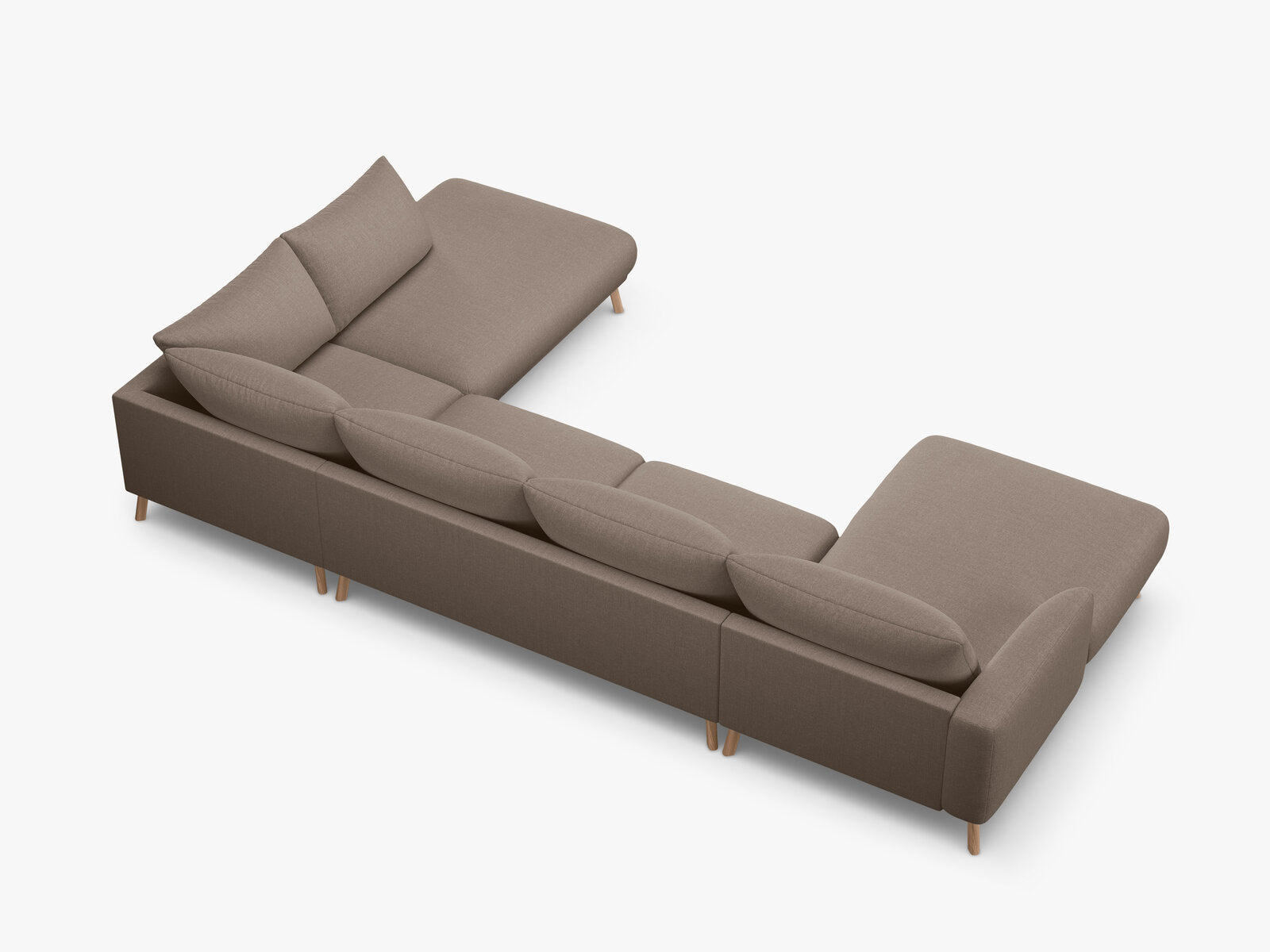 Micadoni Panorama Ecksofa Naomi 6-Sitzer Rechts Strukturierter Stoff Liberty Cappuccino