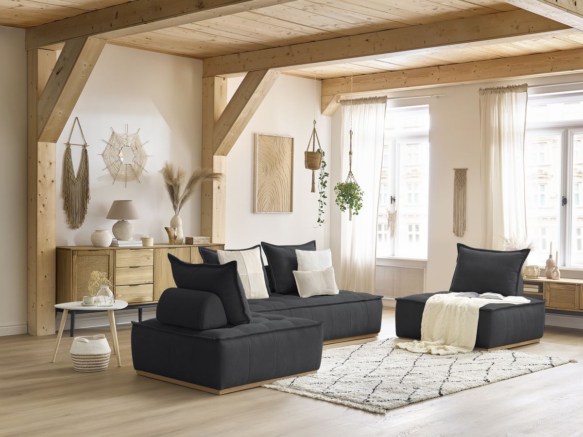 Bobochic Elisa Ecksofa Strukturstoff Dunkelgrau