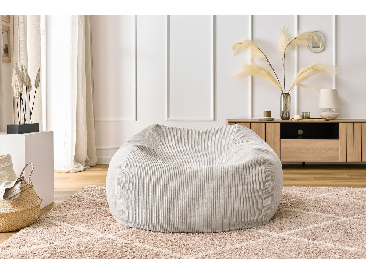Bobochic Voltaire Pouf 120 × 70 cm Cordsamt Beige