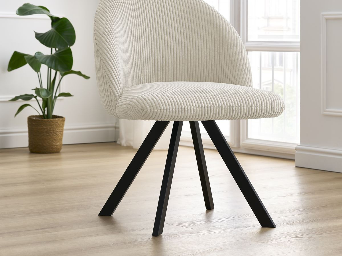 Bobochic Lalie Esszimmerstuhl mit Sternfuß Cordsamt Beige