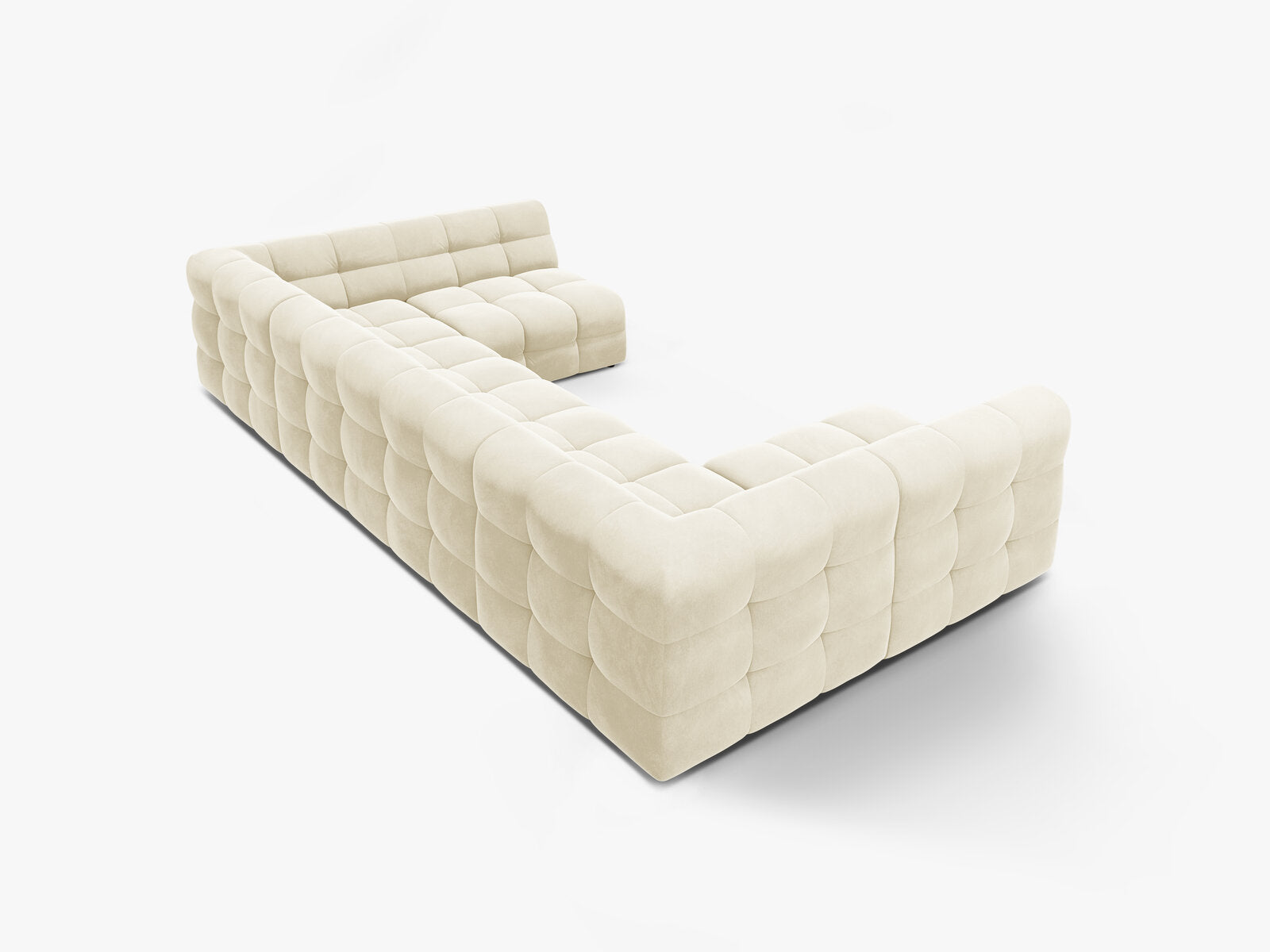 Micadoni Panorama-Sofa Kendal 7-Sitzer Samt Elfenbein