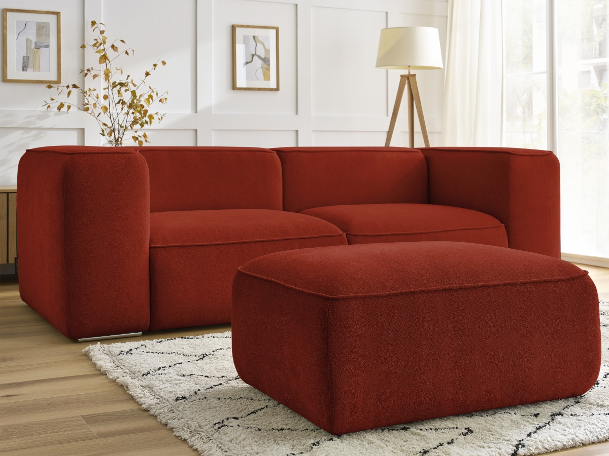 Bobochic Zephyr Sofa 3-Sitzer mit Pouf Strukturstoff Orange