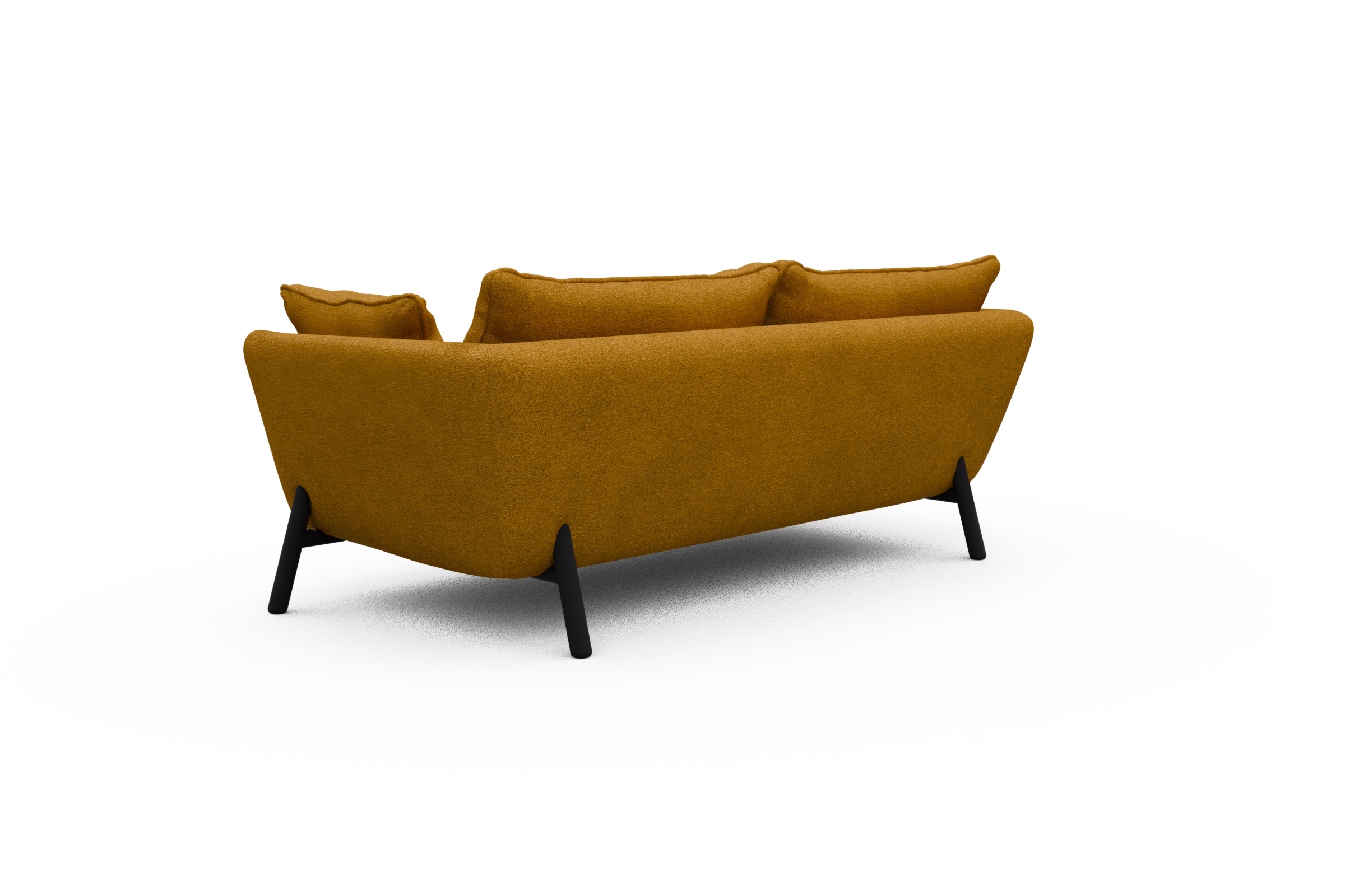 Sofa Emil PREMIUM 2-Sitzer Beinfarbe Eiche Schwarz Boucle-Ochre