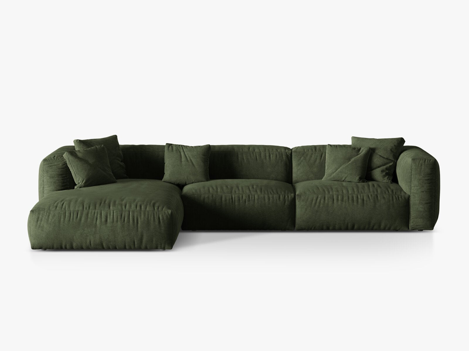 Micadoni Ecksofa Martina 3-Sitzer Links Samt Vogue Grün