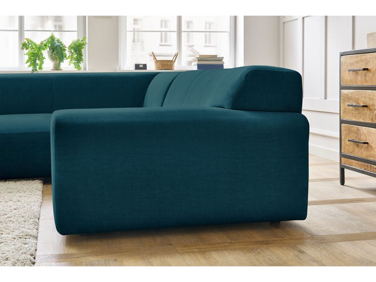 Bobochic Lavena Ecksofa 272 × 220 cm Samt Dunkelblau Ecke links