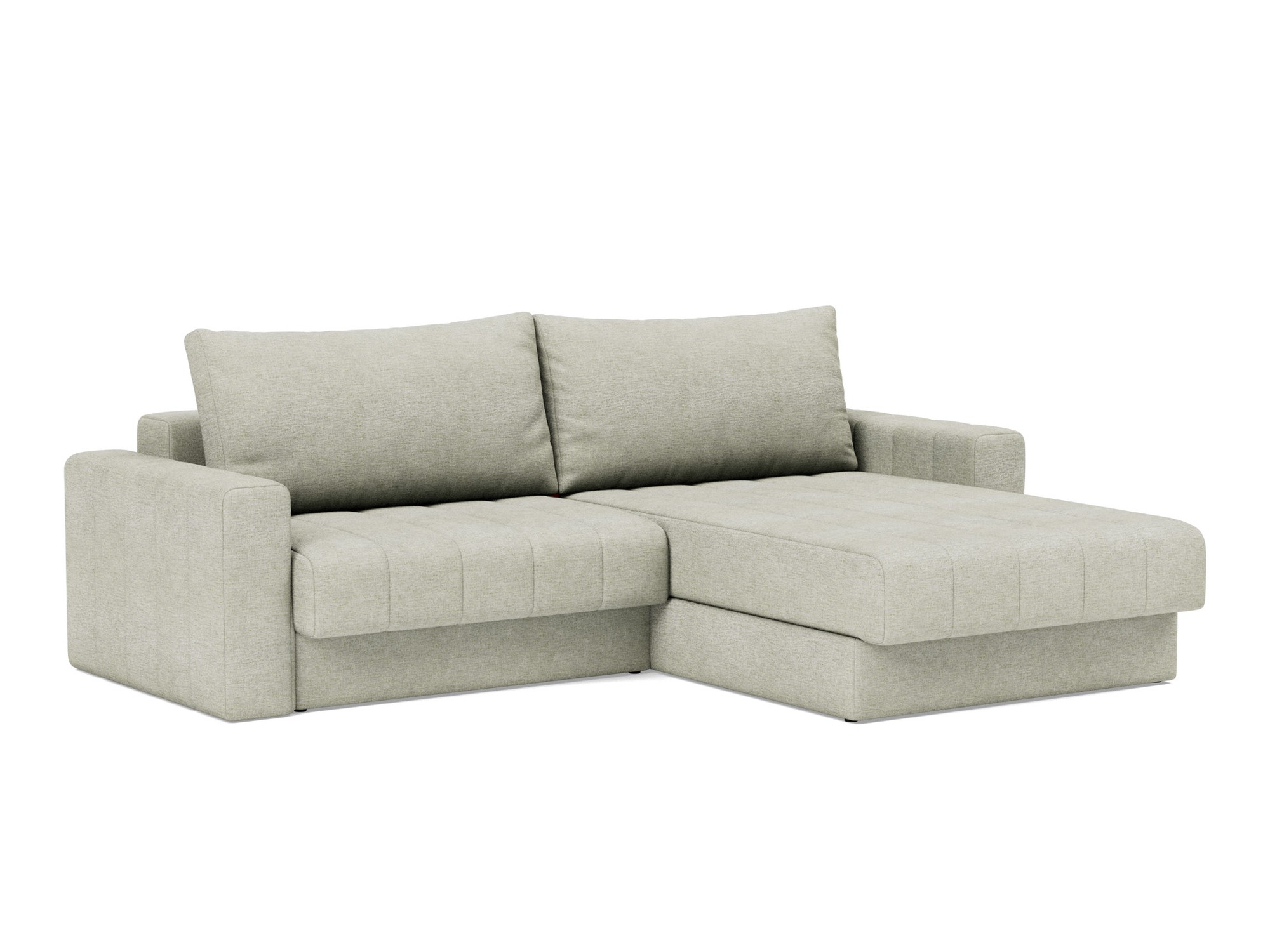 Schlafsofa Akello mit Chaiselongue und Armlehnen Flachgewebe Avella 280-Sand