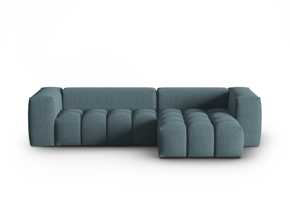 Cosmopolitan Design Ecksofa Verona 3-Sitzer Strukturierter Stoff Sorella Hellblau Rechts