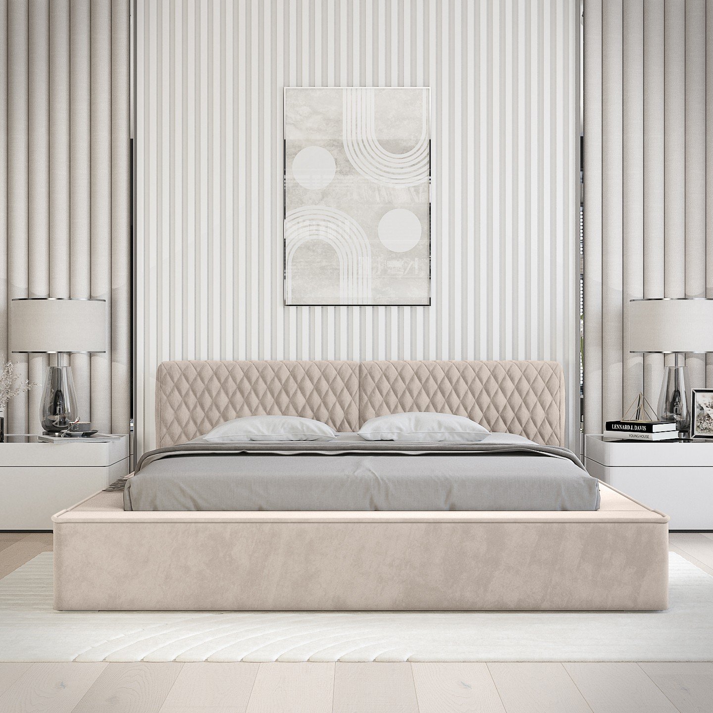 Polsterbett Mento Chenille 140x200 mit Holzrahmen Ditra-New 20