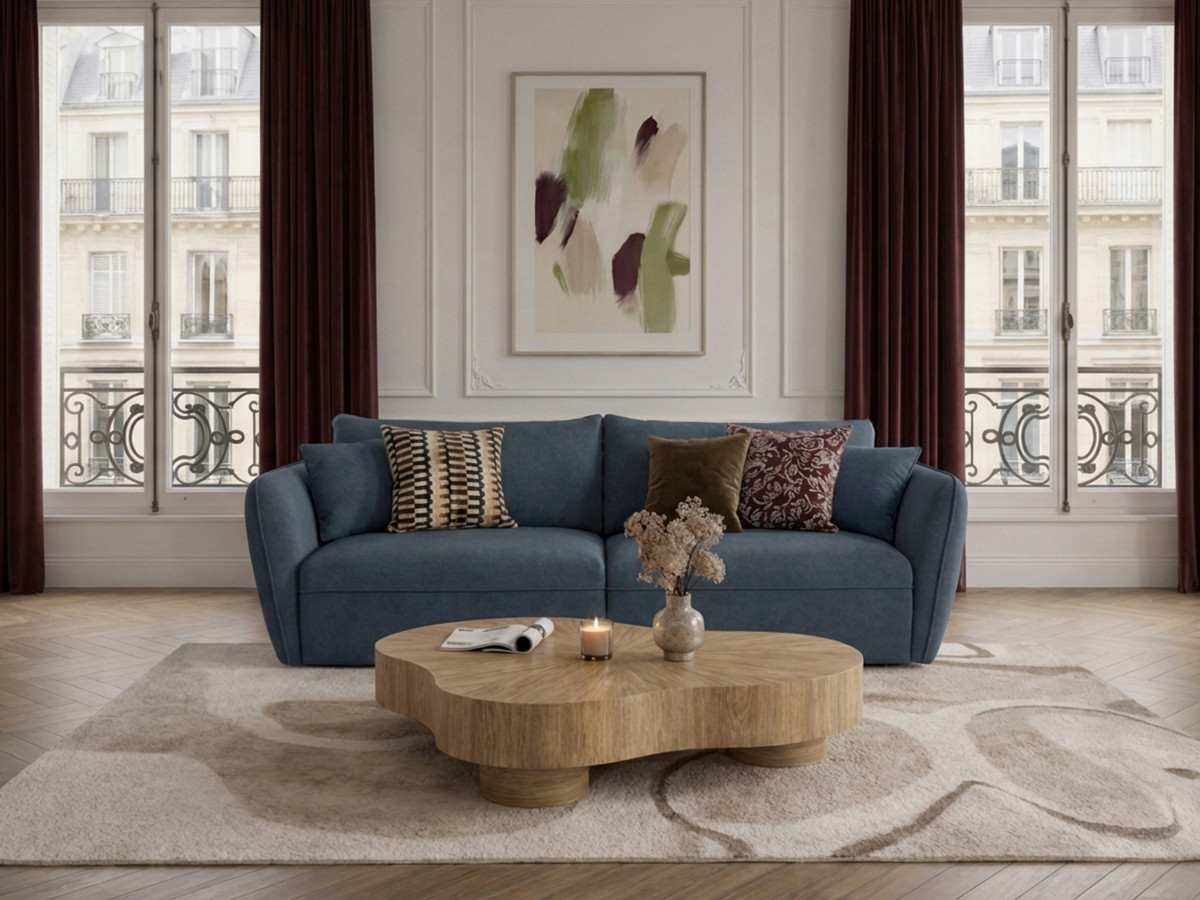Bobochic Luigi Sofa 3-Sitzer Strukturstoff Blau