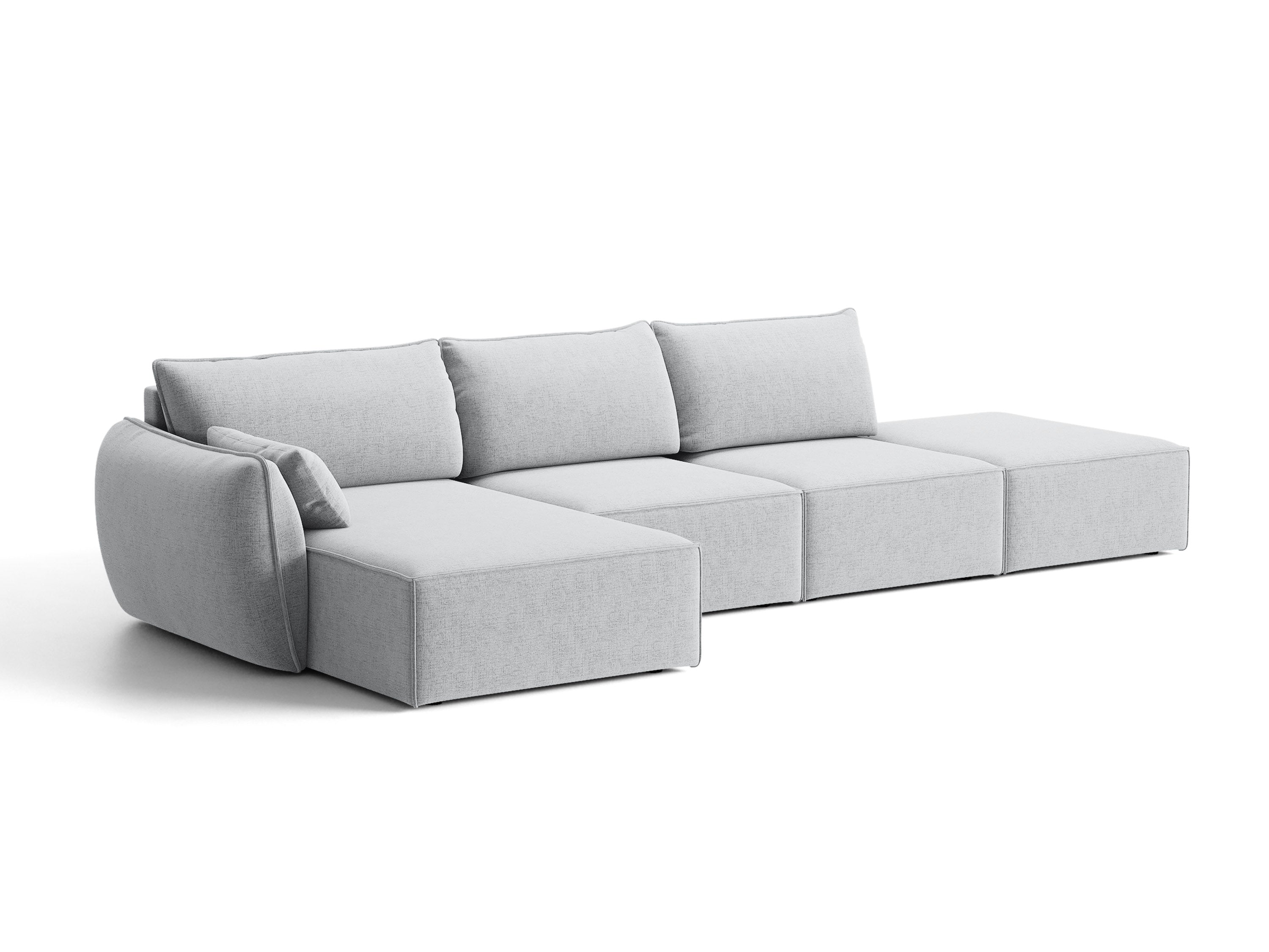 Micadoni Ecksofa Kaelle 5-Sitzer Strukturierter Stoff Moly Hellgrau Links