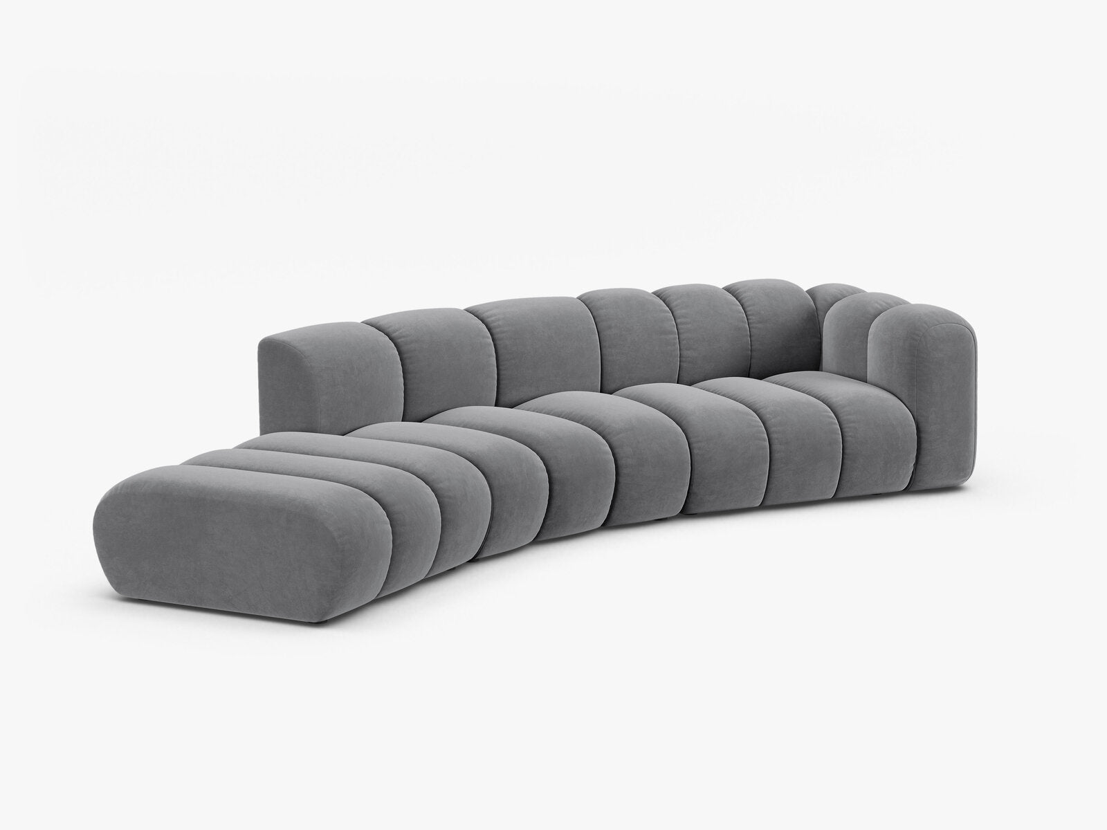 Micadoni Modulares Sofa Lupine 5-Sitzer Links Samt Salvador Grau