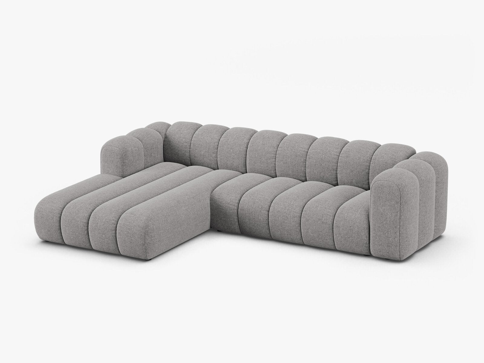 Micadoni Modulares Ecksofa Lupine 4-Sitzer Links Chenille Eden Hellgrau
