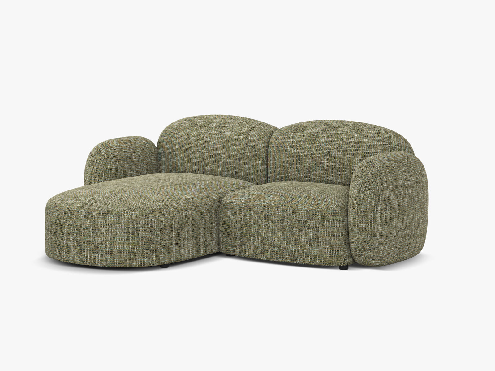 Micadoni Ecksofa Blair 3-Sitzer Links Strukturierter Stoff Baltimore Olive
