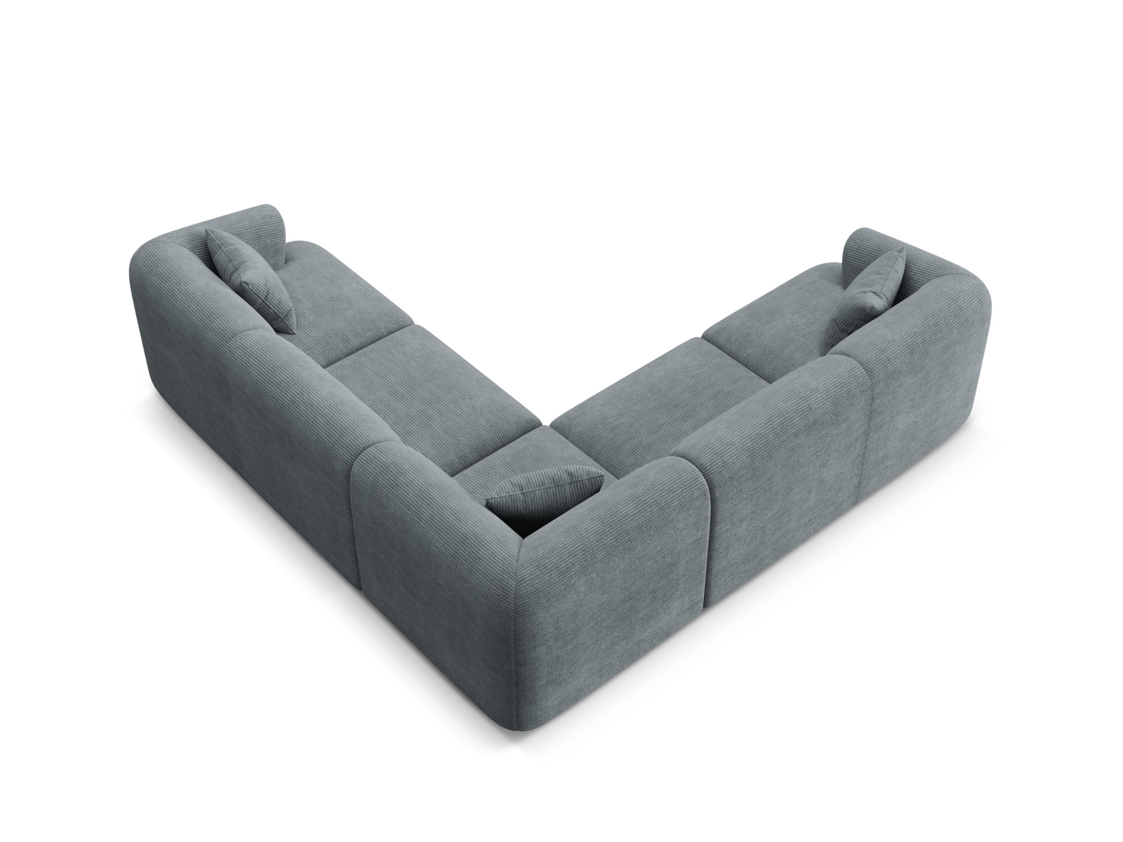 Cosmopolitan Design Symmetrisches Ecksofa Campi 6-Sitzer Kord Lincoln D Dunkelgrau Melange