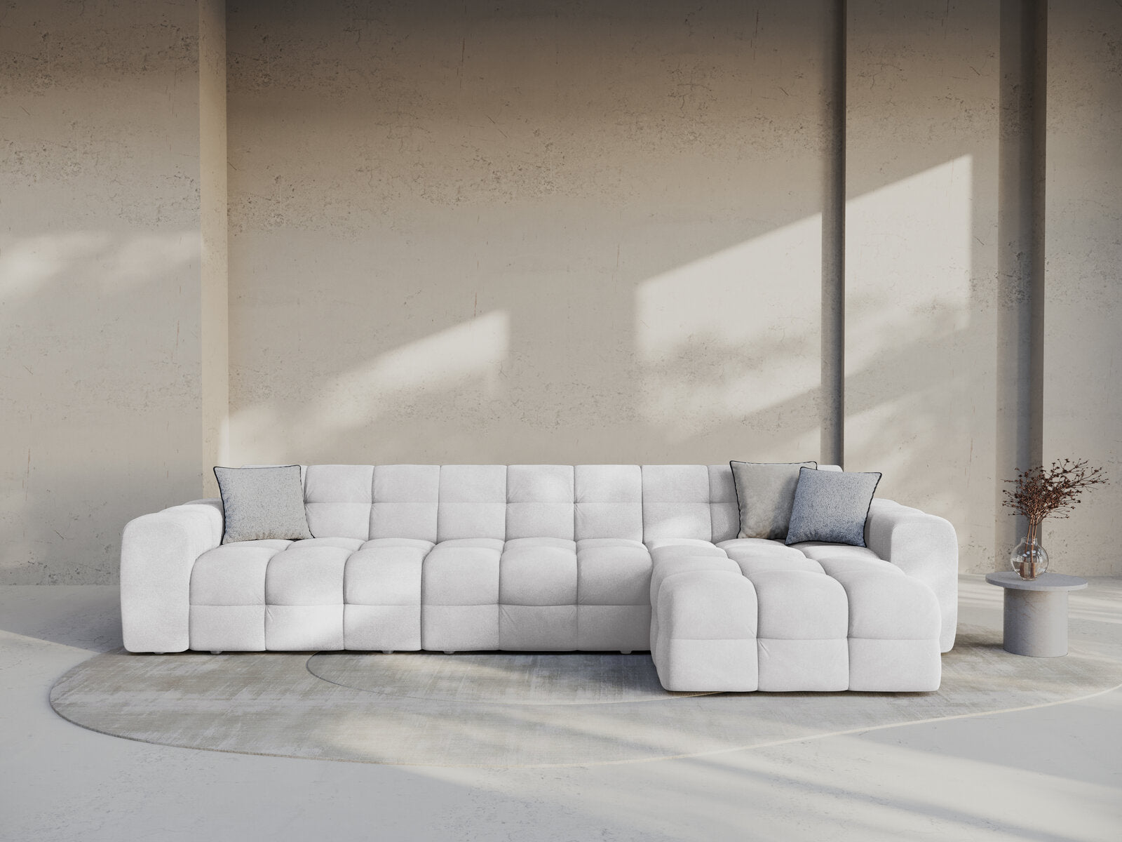 Micadoni Ecksofa Kendal 5-Sitzer Rechts Samt Magic Velvet Hellgrau
