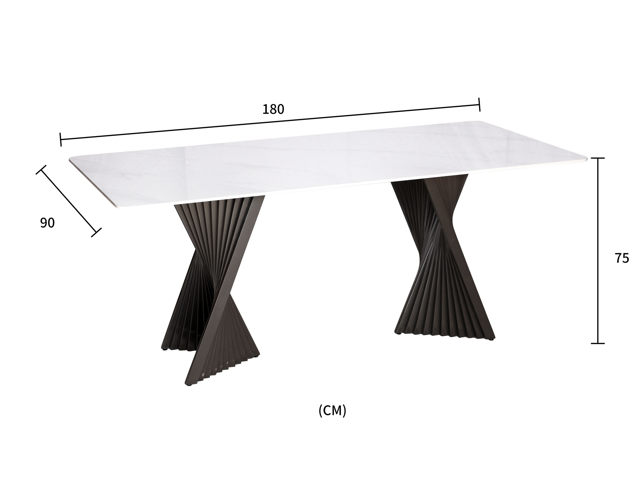 Livin Hill Esstisch 180cm Modig Graphitbeine, weiße Tischplatte M17
