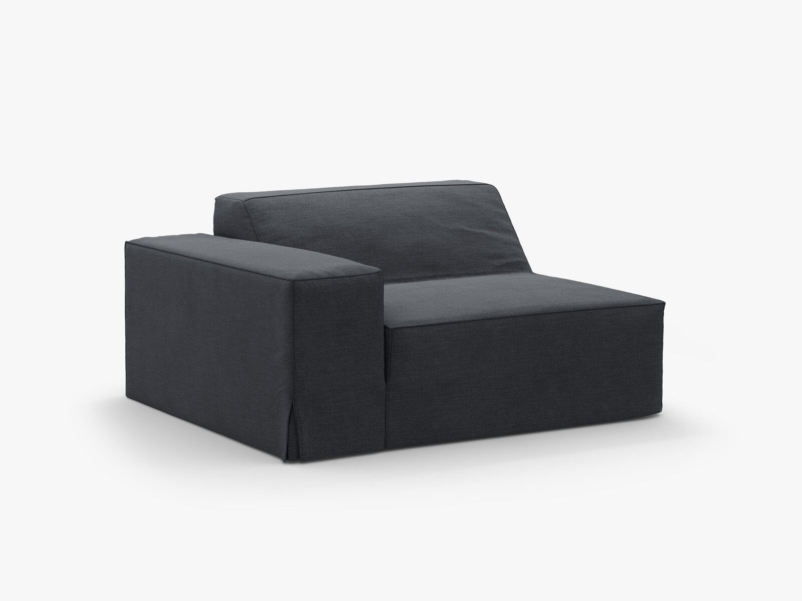 Micadoni Eckmodul mit Armlehne Jodie 1-Sitzer Links Strukturierter Stoff Lins Grau und Blau