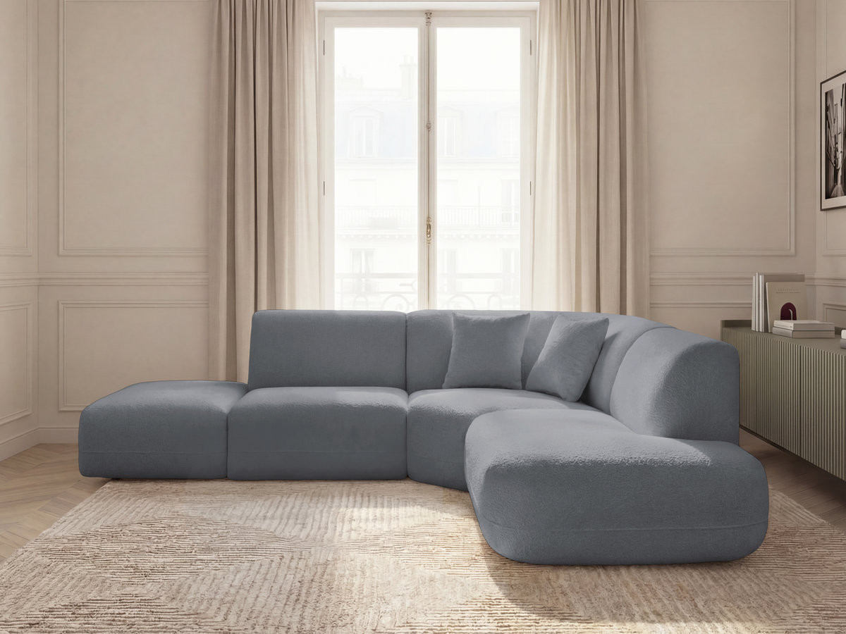 Bobochic Anda Ecksofa 279 × 264 cm Chenille Grau Ecke rechts